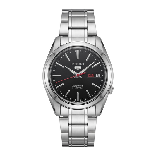 Reloj automático DEL MORAL | RELOJES Seiko 5 SNKL45K1 con dial negro sunburst y correa de acero inoxidable