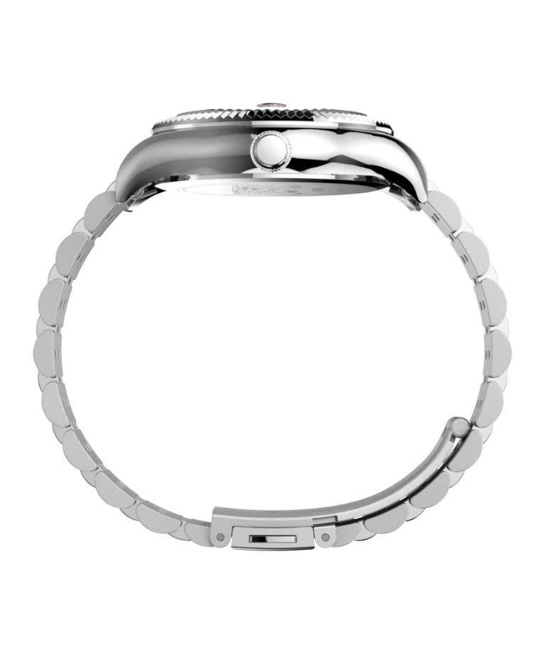 Vista lateral del reloj Timex Water Legacy x Peanuts de DEL MORAL | RELOJES con caja y correa de acero inoxidable