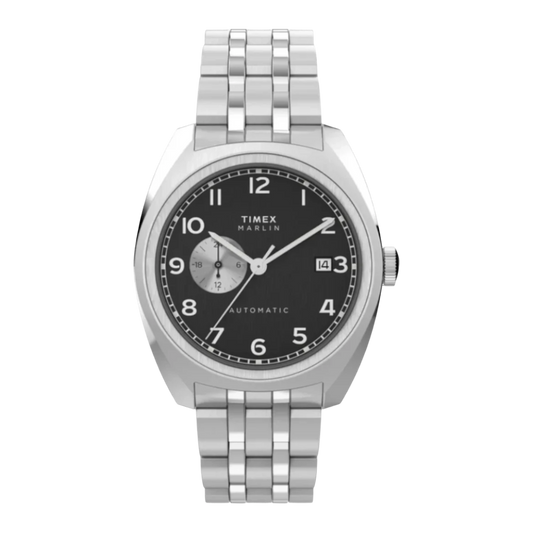 Reloj DEL MORAL | RELOJES Timex Marlin automático con dial negro, caja de acero inoxidable y brazalete de eslabones