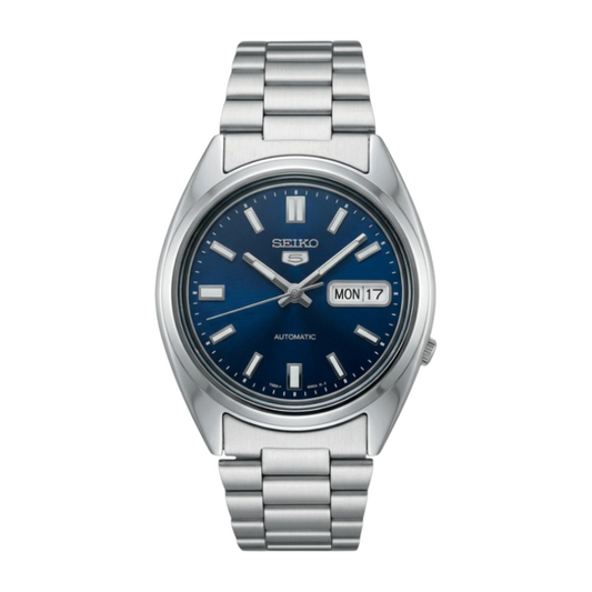 Reloj automático DEL MORAL | RELOJES Seiko 5 SNXS77 con dial azul, caja y correa de acero inoxidable de 37mm